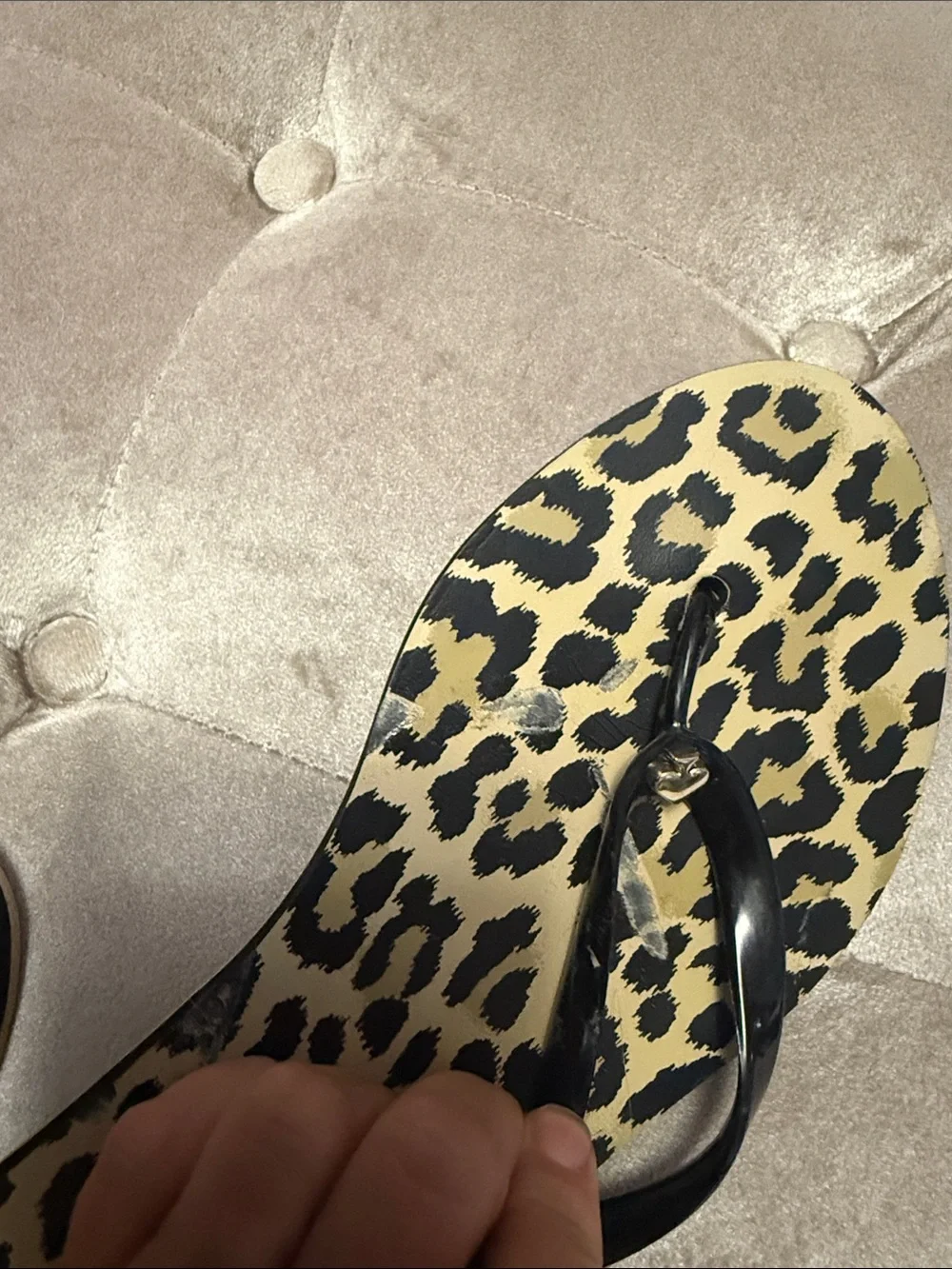 Kate Spade black strap flip-flops with spade logo